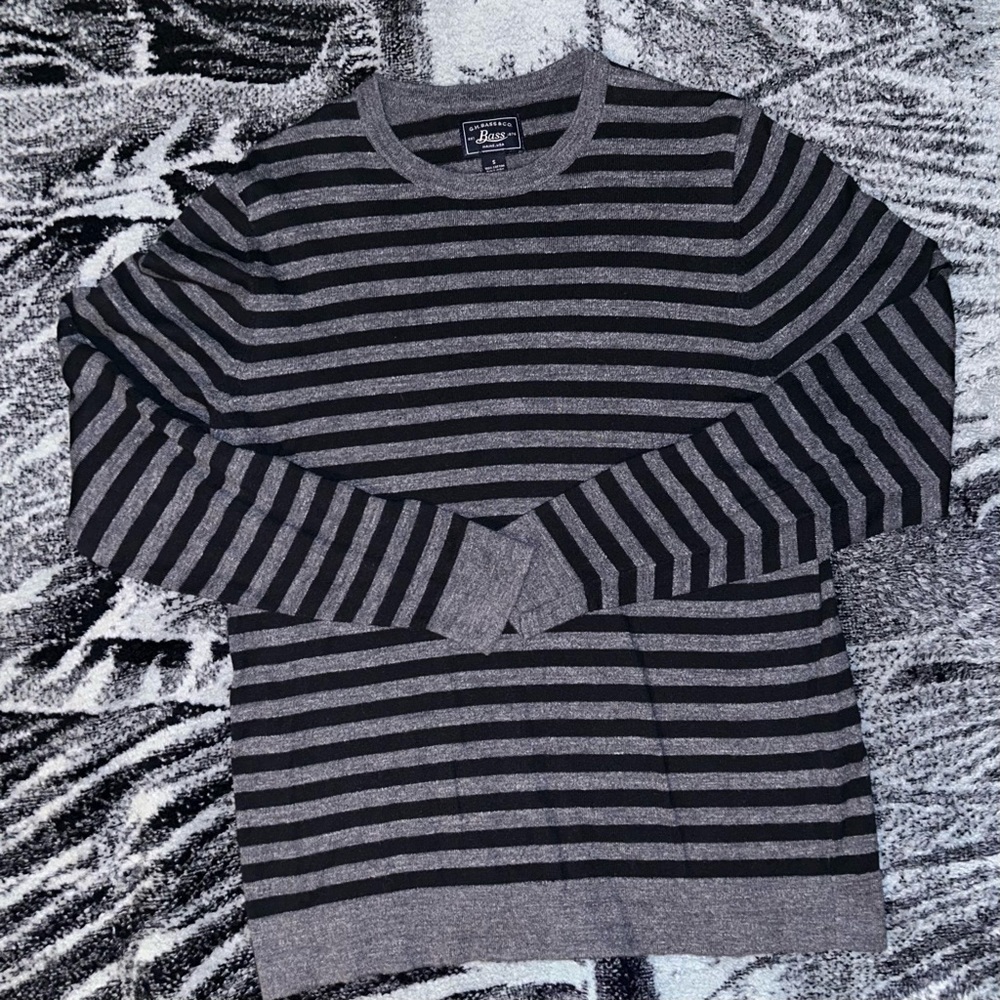 Small blue and grey striped thin sweater